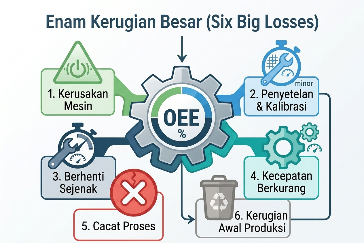 Mengapa Nilai OEE Anda Rendah? Bedah "The Six Big Losses" di Lantai Produksi